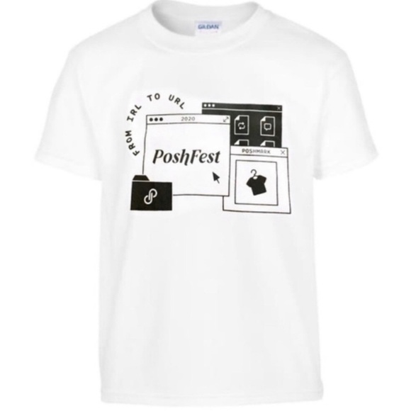 POSHMARK PoshFest 2020 White T-Shirt Size M - Picture 1 of 4
